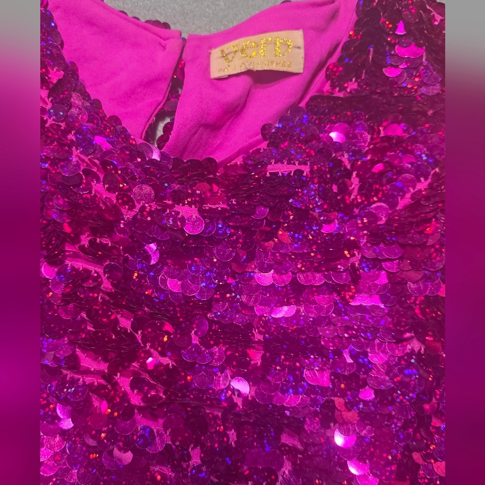 Anthropologie Verb By Pallavi Singhee Pink Sequin Shift Dress PTP 20 Length 35 - Picture 10 of 10